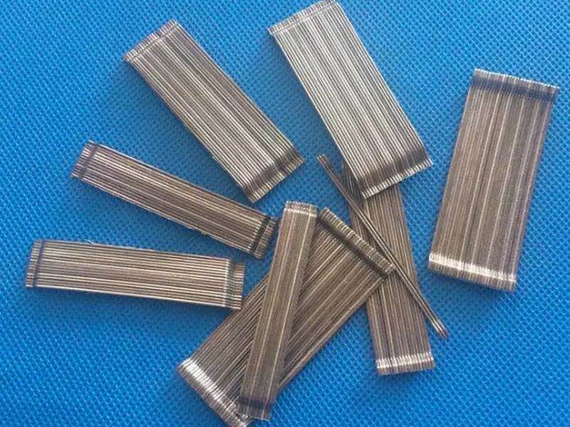 Glued hooked end steel fiber